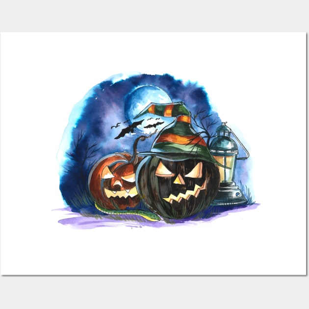 Pumpkin Scary Halloween background Wall Art by Mako Design 